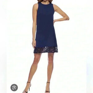 MARINA SEQUIN LACE BORDER DRESS